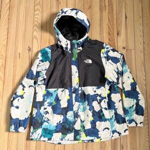 The North Face Womens Rain Antora Jacket Blue Floral Hooded Waterproof Zip Up 1X